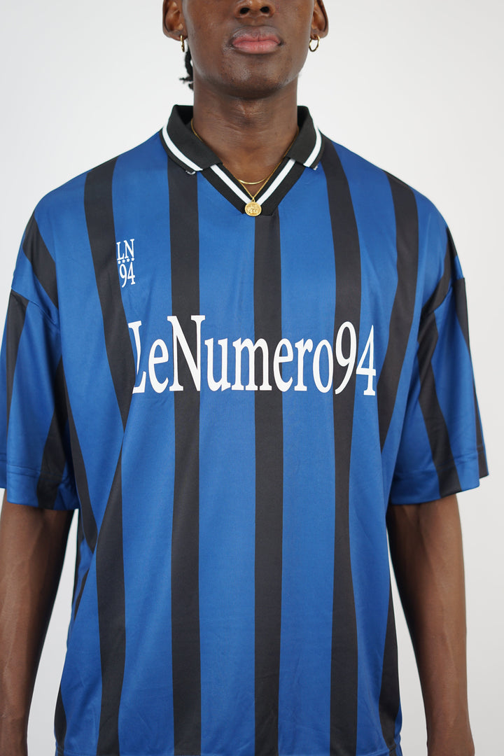 Vamos Numero Oversize Striped Jersey T-shirt in Indigo