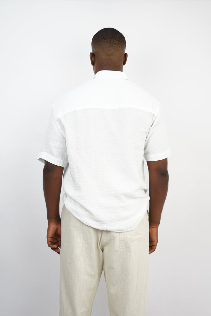 Giesto linen short sleeve shirt in white