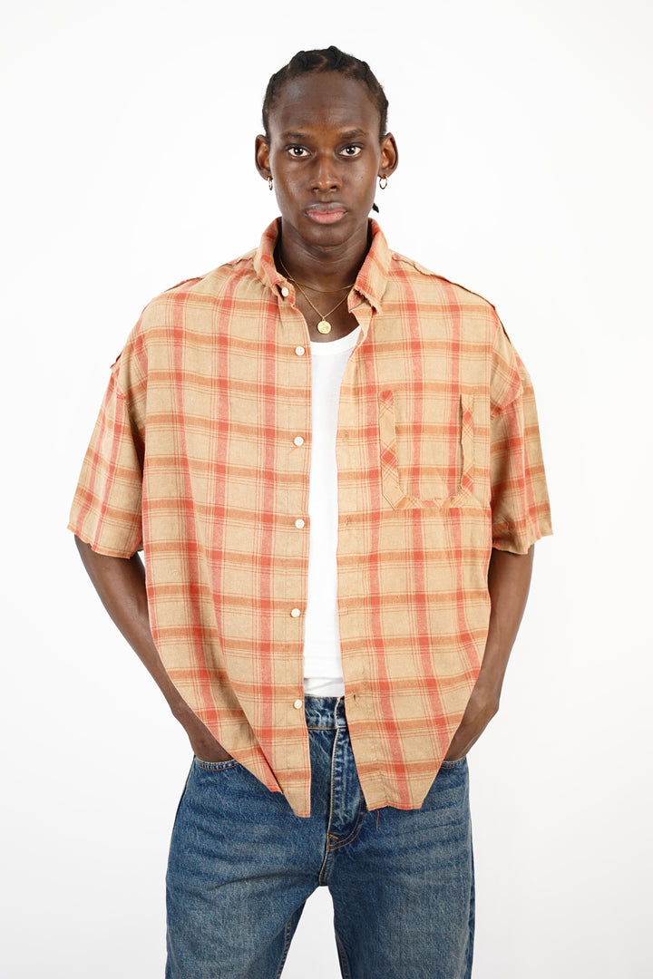 Vamos Flannel Short Sleeve Shirt in Mink
