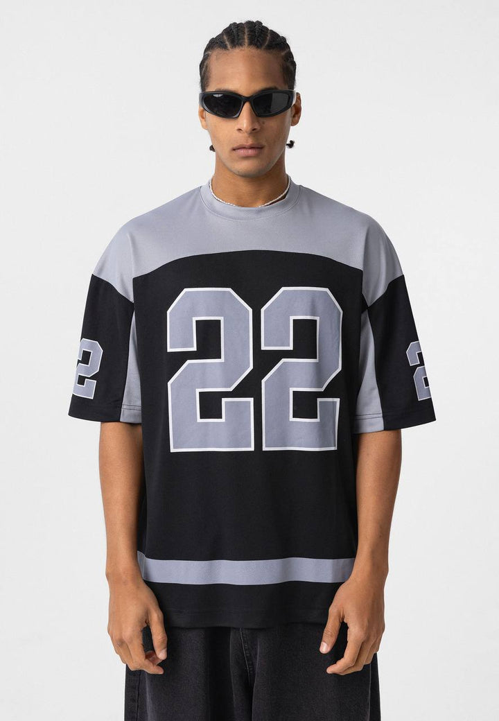 Essence of Life Mesh Jersey T-shirt in Black