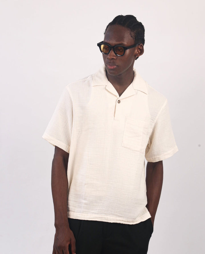 GIESTO spring short sleeve shirt in off white