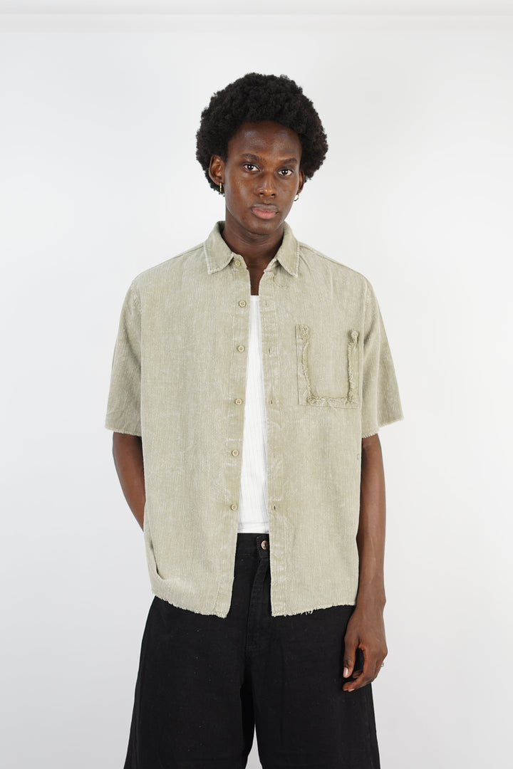 Essence of Life Oversized Short Sleeve Shirt in Khaki