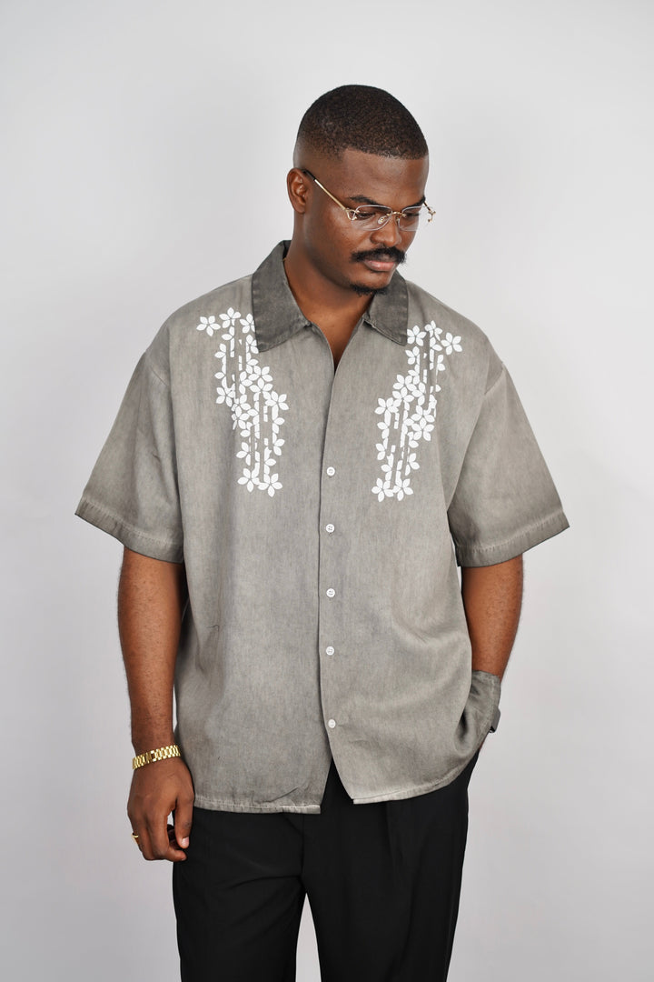 2morrow Floral Revere Shirt in Khaki