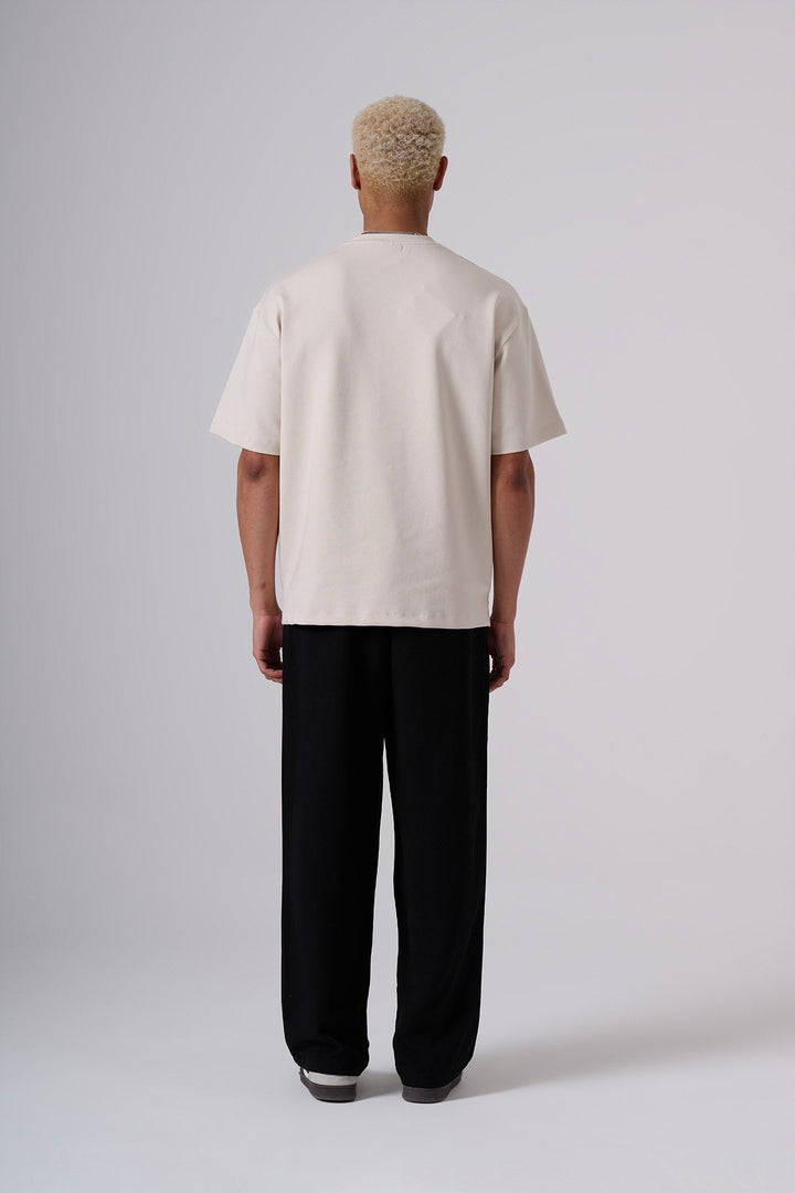2512 T-shirt with constrast drawing in Beige