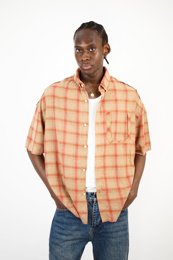 Vamos Flannel Short Sleeve Shirt in Mink