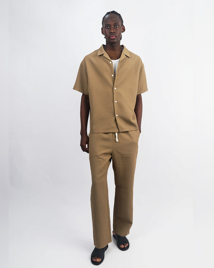 Garm Island Oversized Cotton Waffle Set in Khaki
