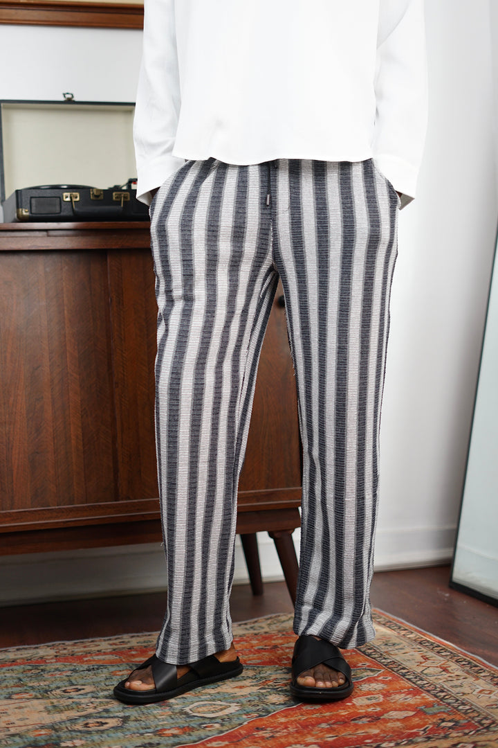 Massimo Cariño striped pants in dark grey