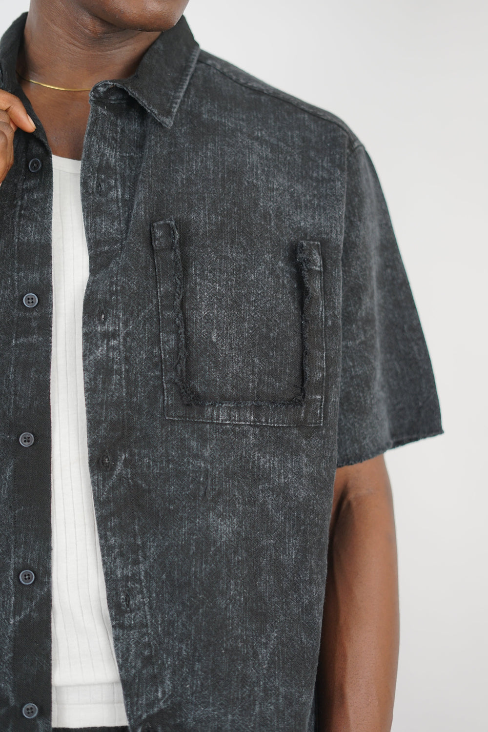 Essence of Life Oversized Short Sleeve Shirt in Acid Wash