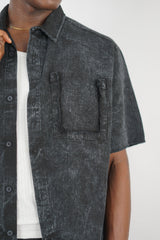 Essence of Life Oversized Short Sleeve Shirt in Acid Wash