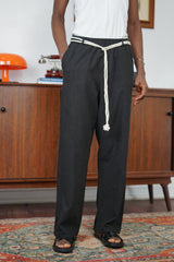 Essence of Life Baggy Linen Pants in Black