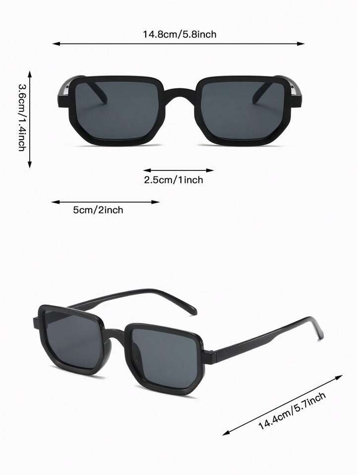 Polygonal sun glasses with curved bridge in black