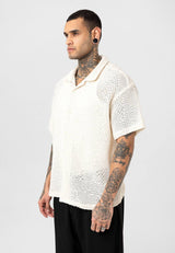 Essence of Life Crotchet Resort Shirt in Ecru