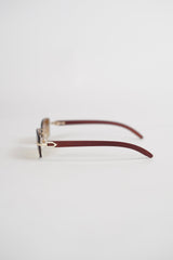 Buffalo Horn Rimless Wood Frame Sun glasses in brown