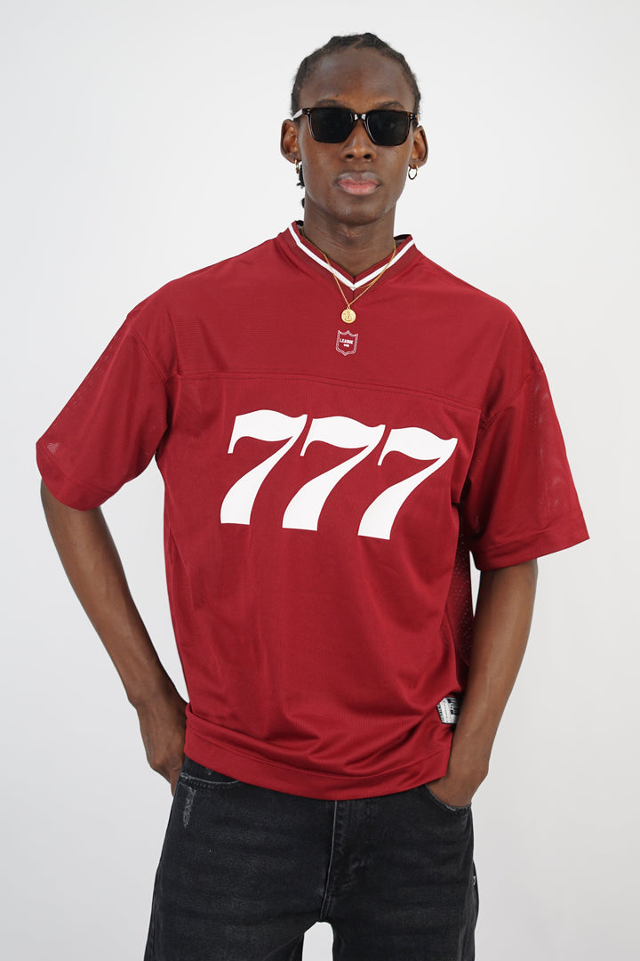 Vamos Premium League Mesh Jersey T-shirt in Burgundy
