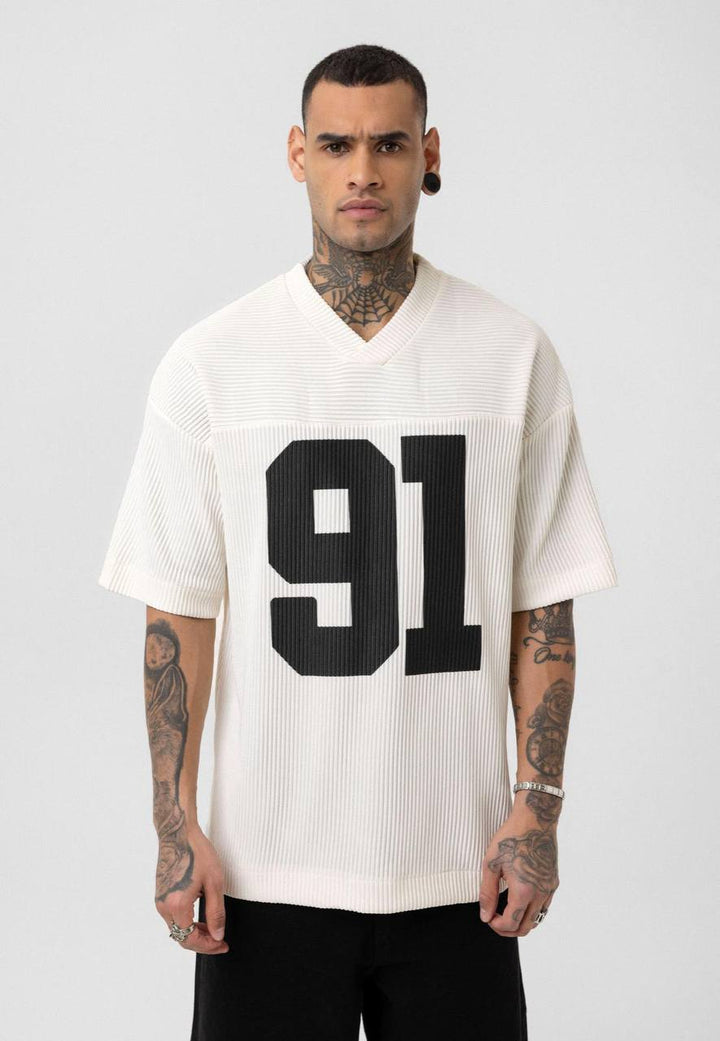 Vamos Pleated Jersey T-shirt in White
