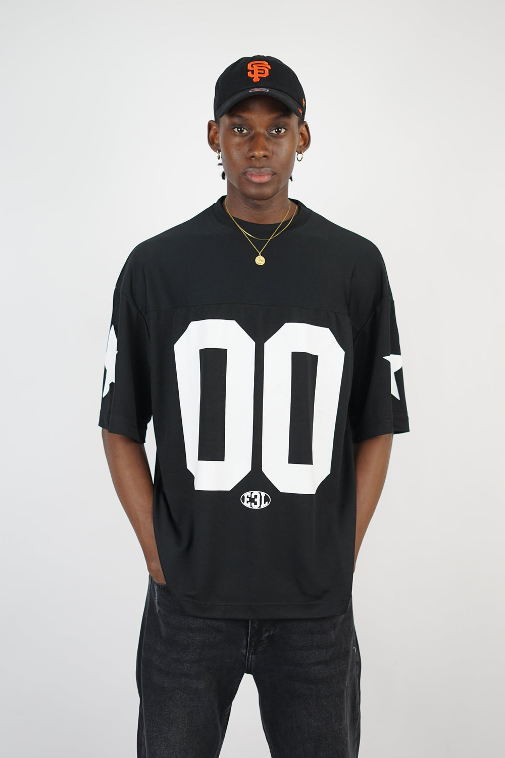 Essence of Life American Football Jersey T-shirt in Black