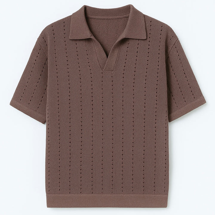 GIESTO knitted polo shirt in brown