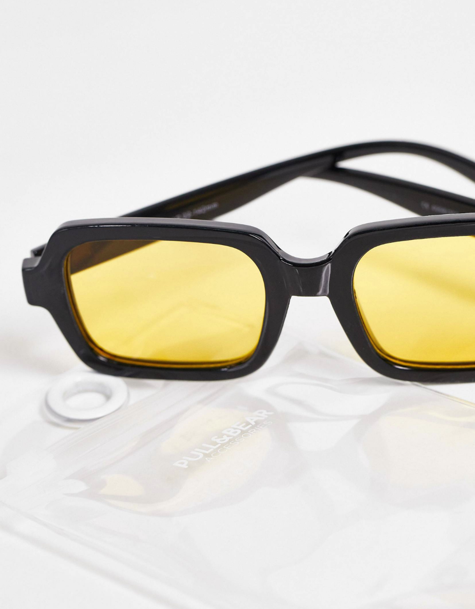 Acetate wide frame sun glasses with yellow lens