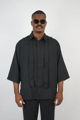 Mechanic Flowing Shirt with Bow in Black