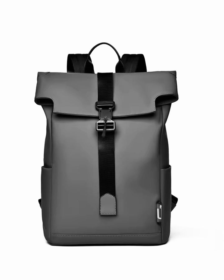 Consigned flap over backpack bag in grey