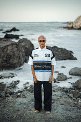 Mechanic Rise Again Pixel Rugby Polo Shirt in White