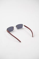 Buffalo Horn Rimless Wood Frame Sun glasses in Black