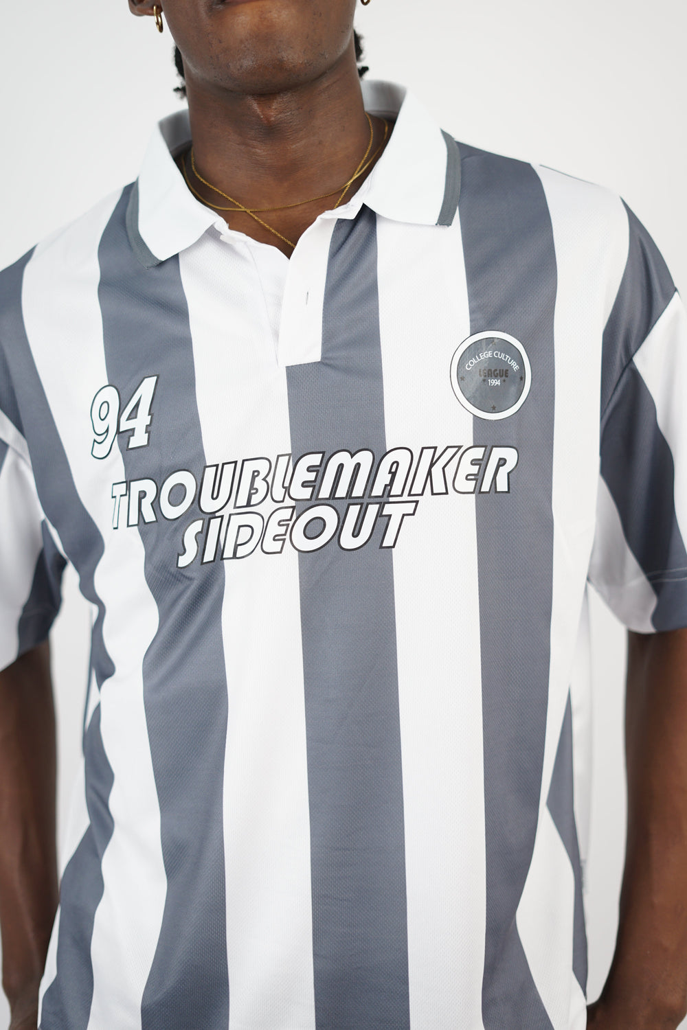 Vamos Troublemaker Oversized Polo T-shirt in grey