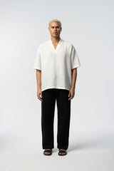 2512 V-NECK DETAILED SHIRT IN WHITE
