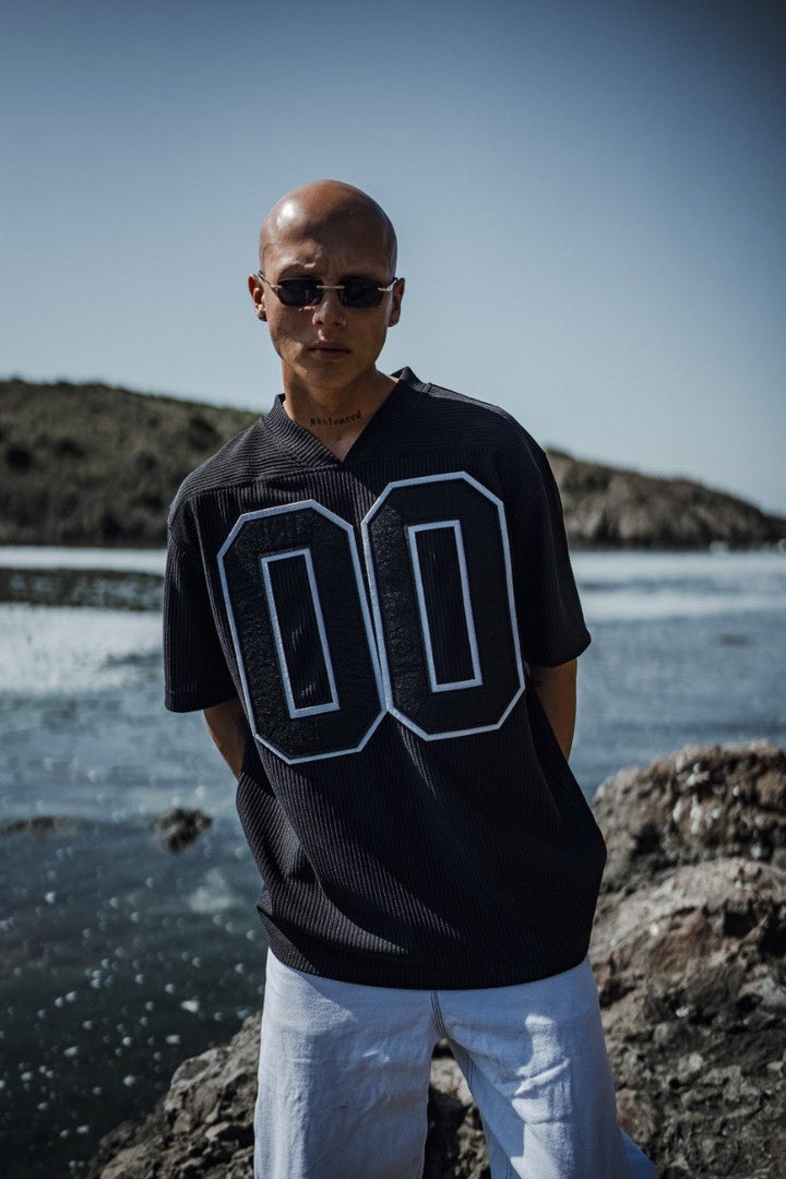 Mechanic Pleated jersey T-shirt in black