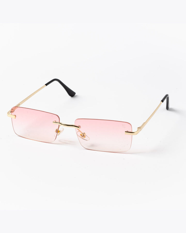 Rectangular Panthere sun glasses rimless in pink