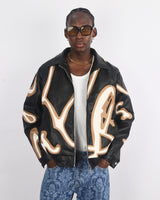 RETRO CLUB PUFFER JACKET IN BLACK