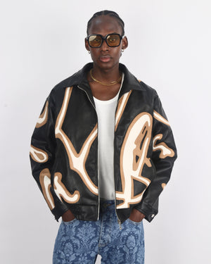 RETRO CLUB PUFFER JACKET IN BLACK