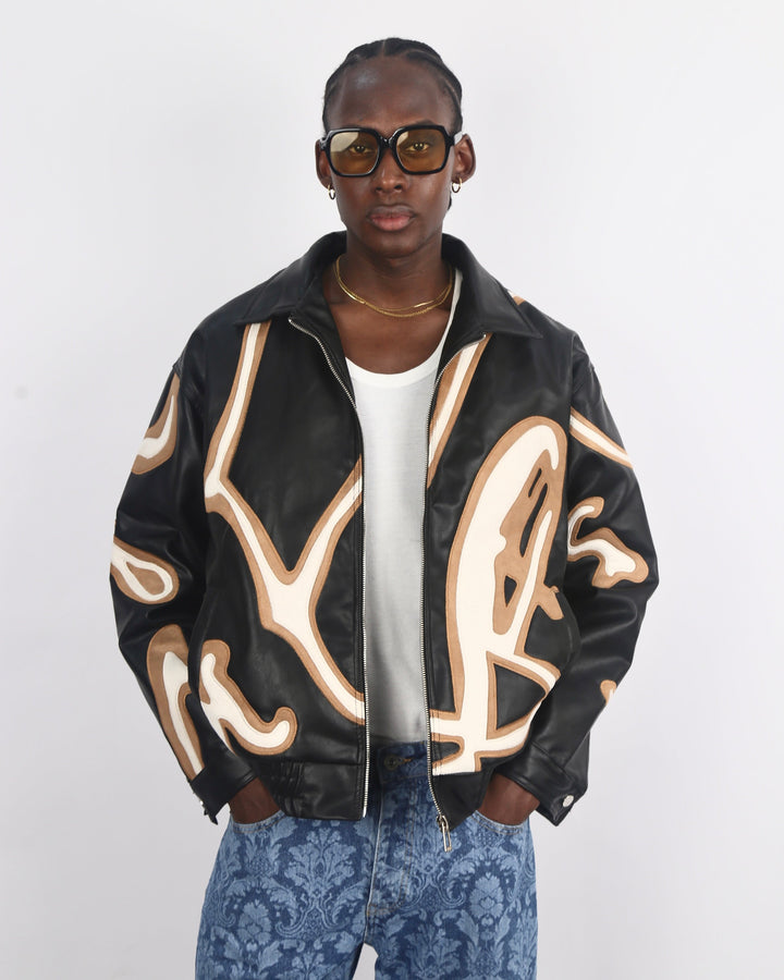 RETRO CLUB PUFFER JACKET IN BLACK