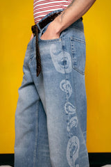 GIESTO LASER PATTERNED JEANS IN BLUE
