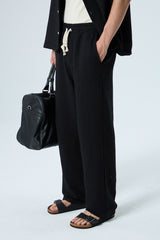 Vamos Oversized Cotton Waffle Set in Black