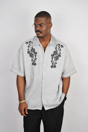 2morrow Floral Revere Shirt in Gray