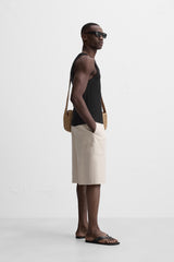 Vamos Ribbed Cotton Vest T-shirt in Black