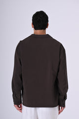 2512 Floral Embroidered Shirt in Brown