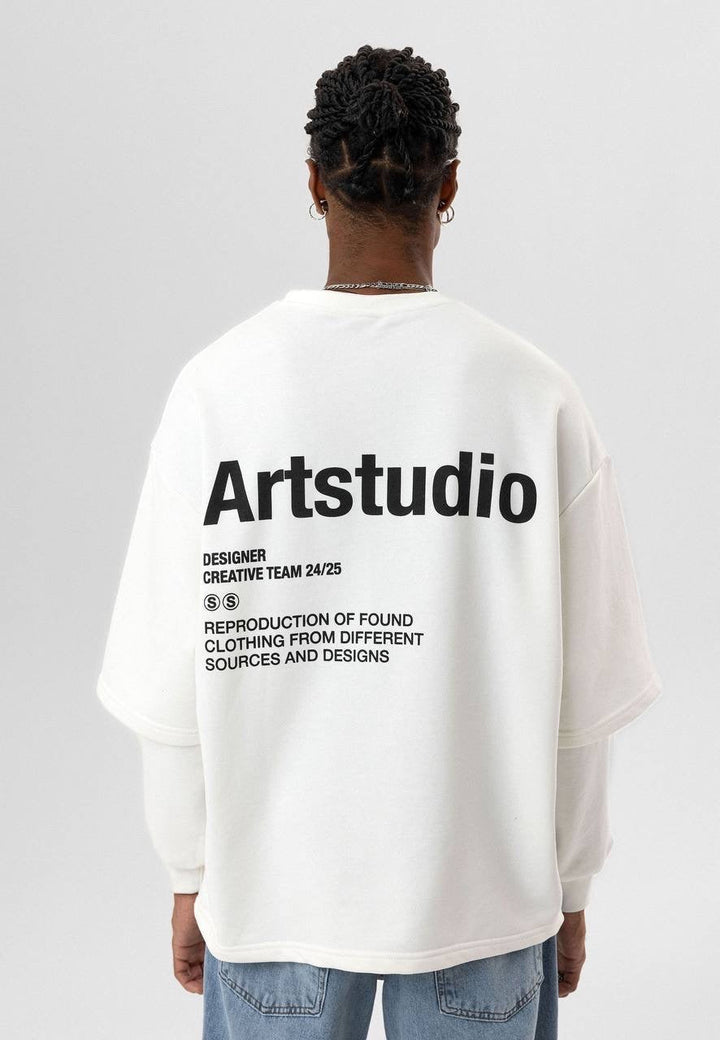 Essence of Life Longsleeve Layered t-shirt in white