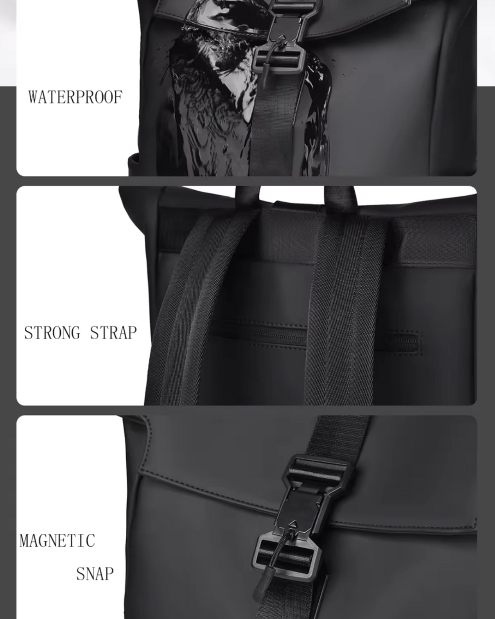 Consigned flap over backpack bag in black