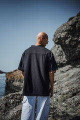 Mechanic Pleated jersey T-shirt in black
