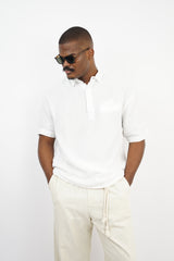 Giesto linen short sleeve shirt in white