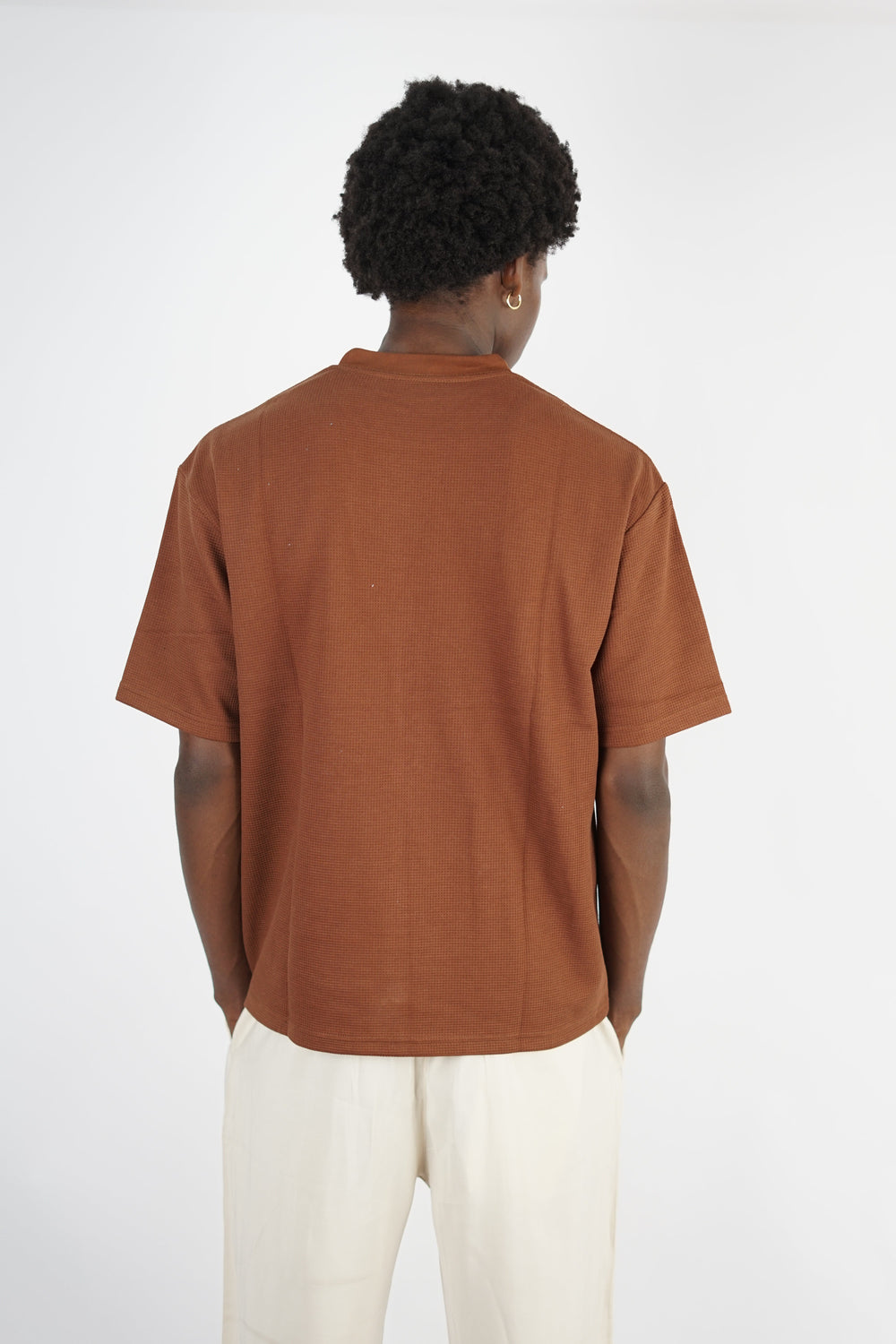 Garm Island Premium Oversized Waffle T-shirt in Brown