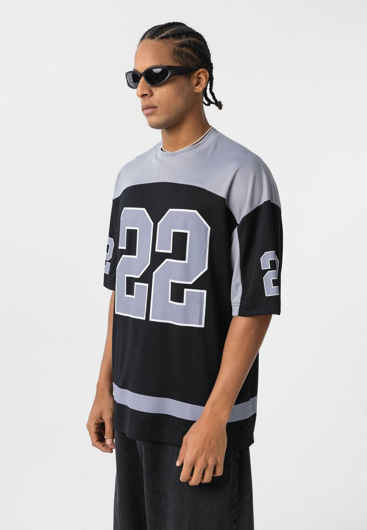 Essence of Life Mesh Jersey T-shirt in Black