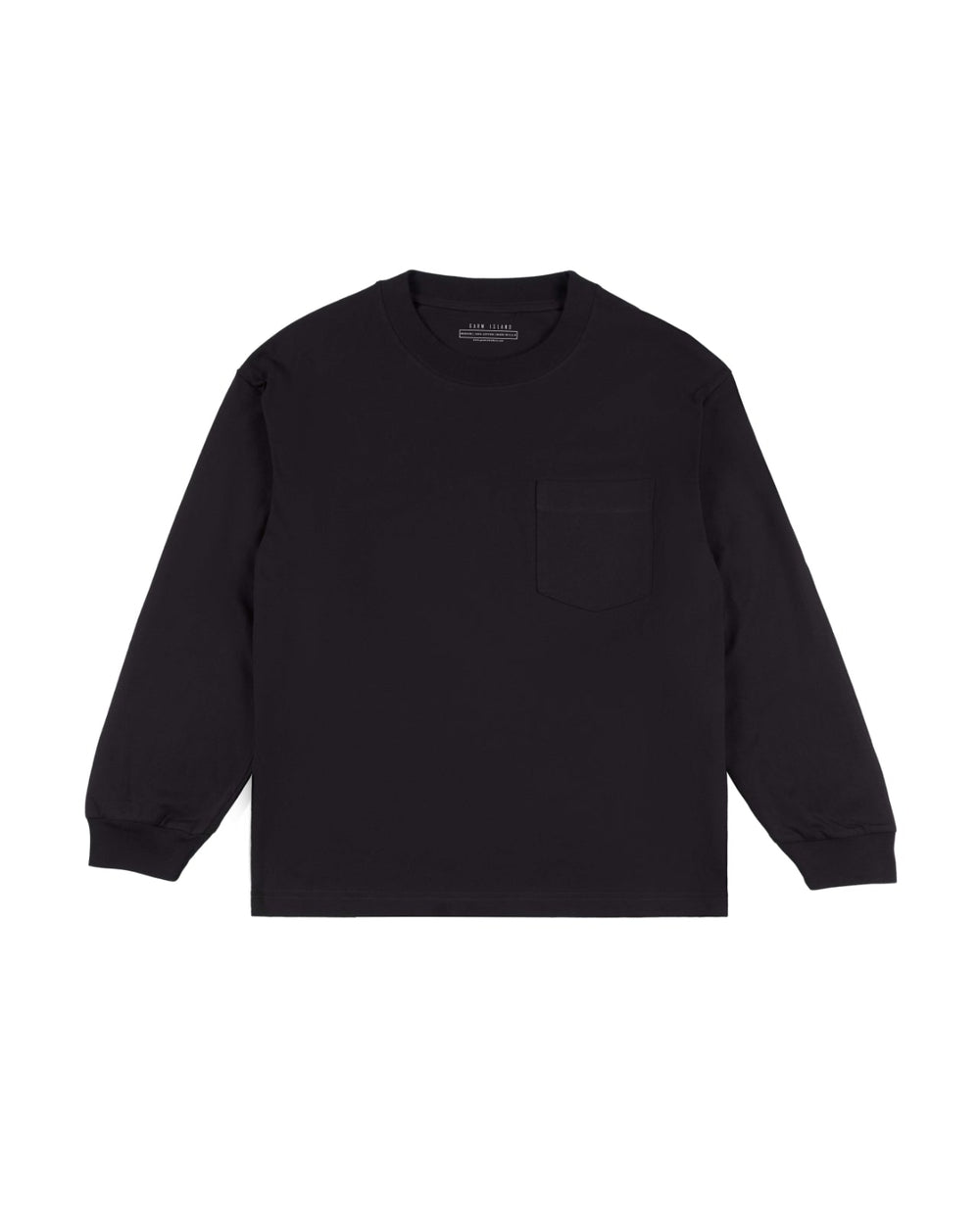 Garm Island Cotton Crew Neck Longsleeve Shirt in Black