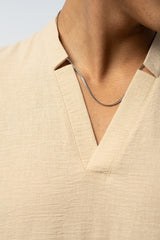 2512 V-NECK DETAILED SHIRT IN KHAKI