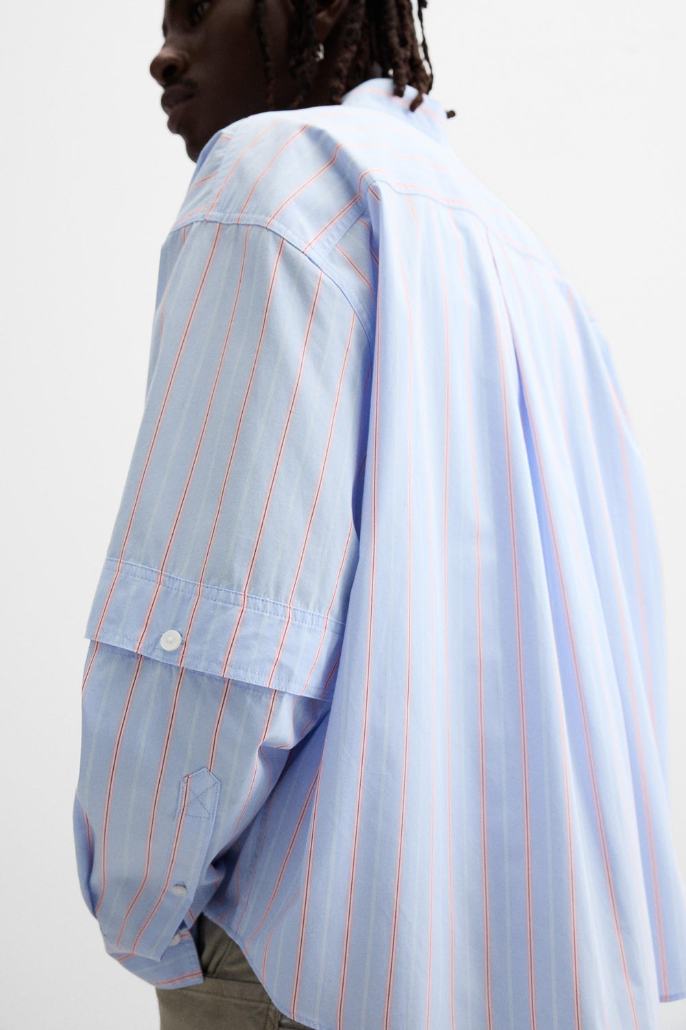 Garm Island Detachable Sleeve Striped Shirt
