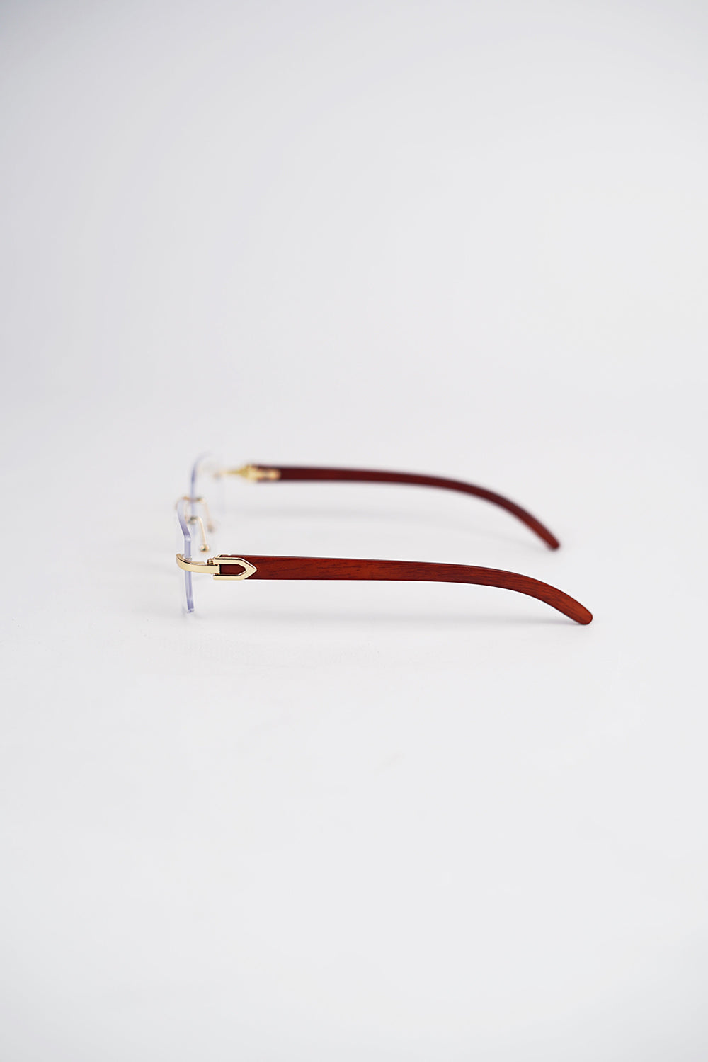 Buffalo Horn Rimless Wood Frame Sun glasses in Crystal