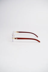 Buffalo Horn Rimless Wood Frame Sun glasses in Crystal