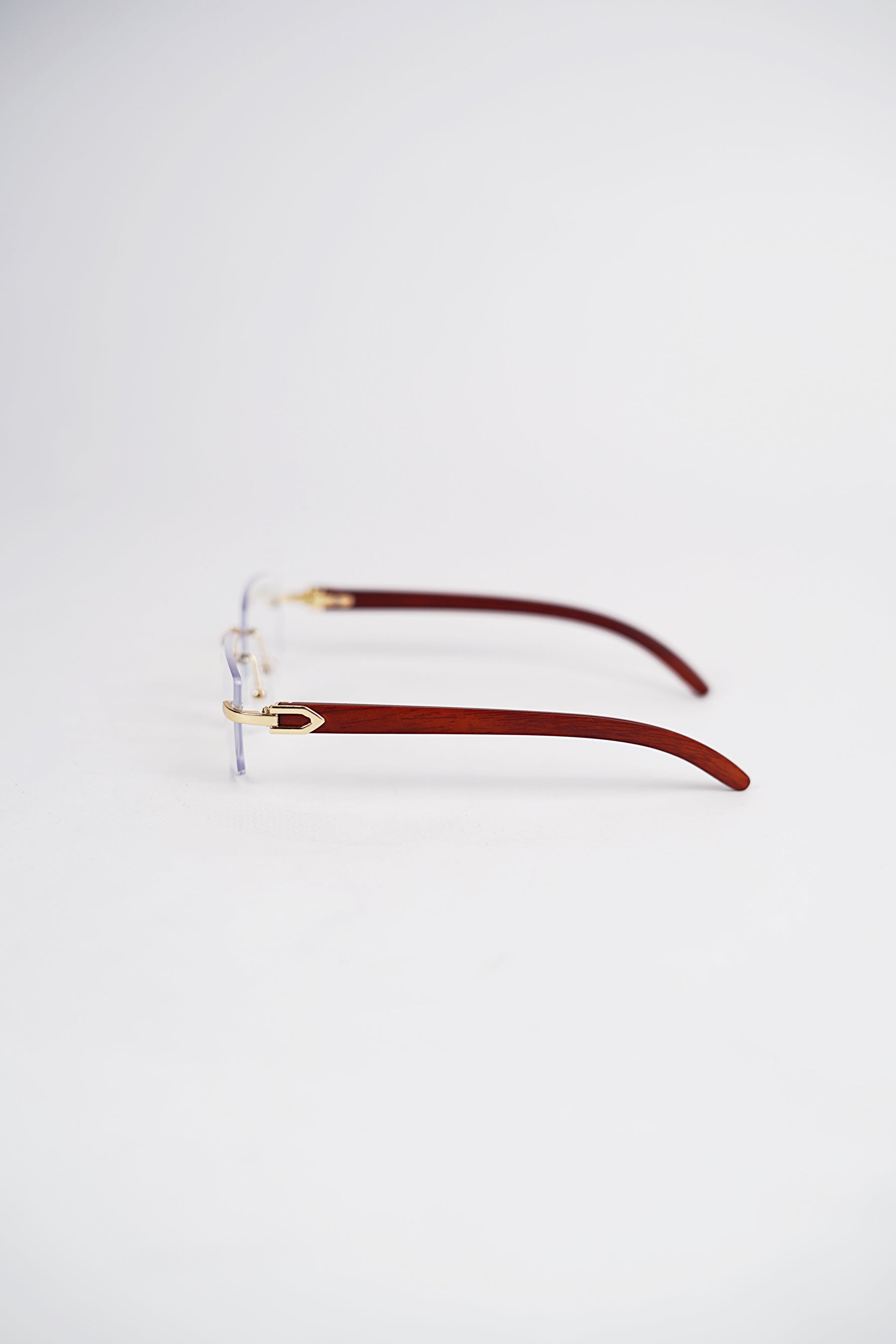 Buffalo Horn Rimless Wood Frame Sun glasses in Crystal